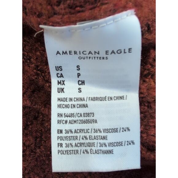 American Eagle Sweater Women’s Small Maroon Textured Knit Long Sleeve Pullover - Picture 9 of 11